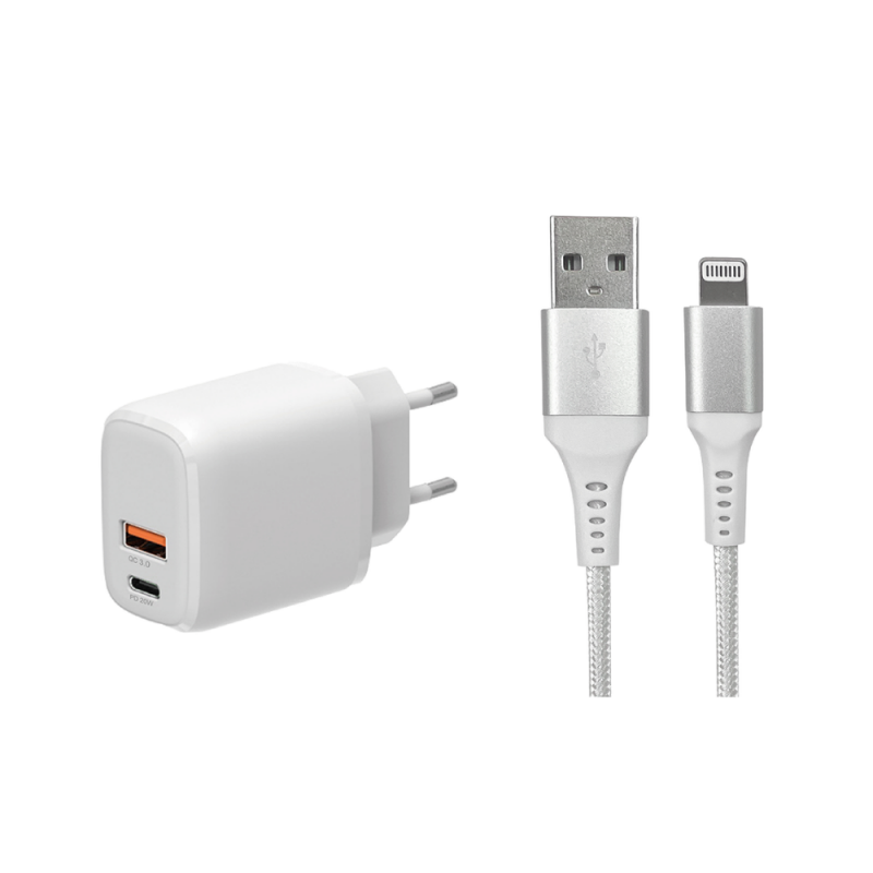 Chargeur USB-C 20W + câble USB-C vers lightning